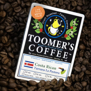 toomers coffee roasters low acid coffee label on beans